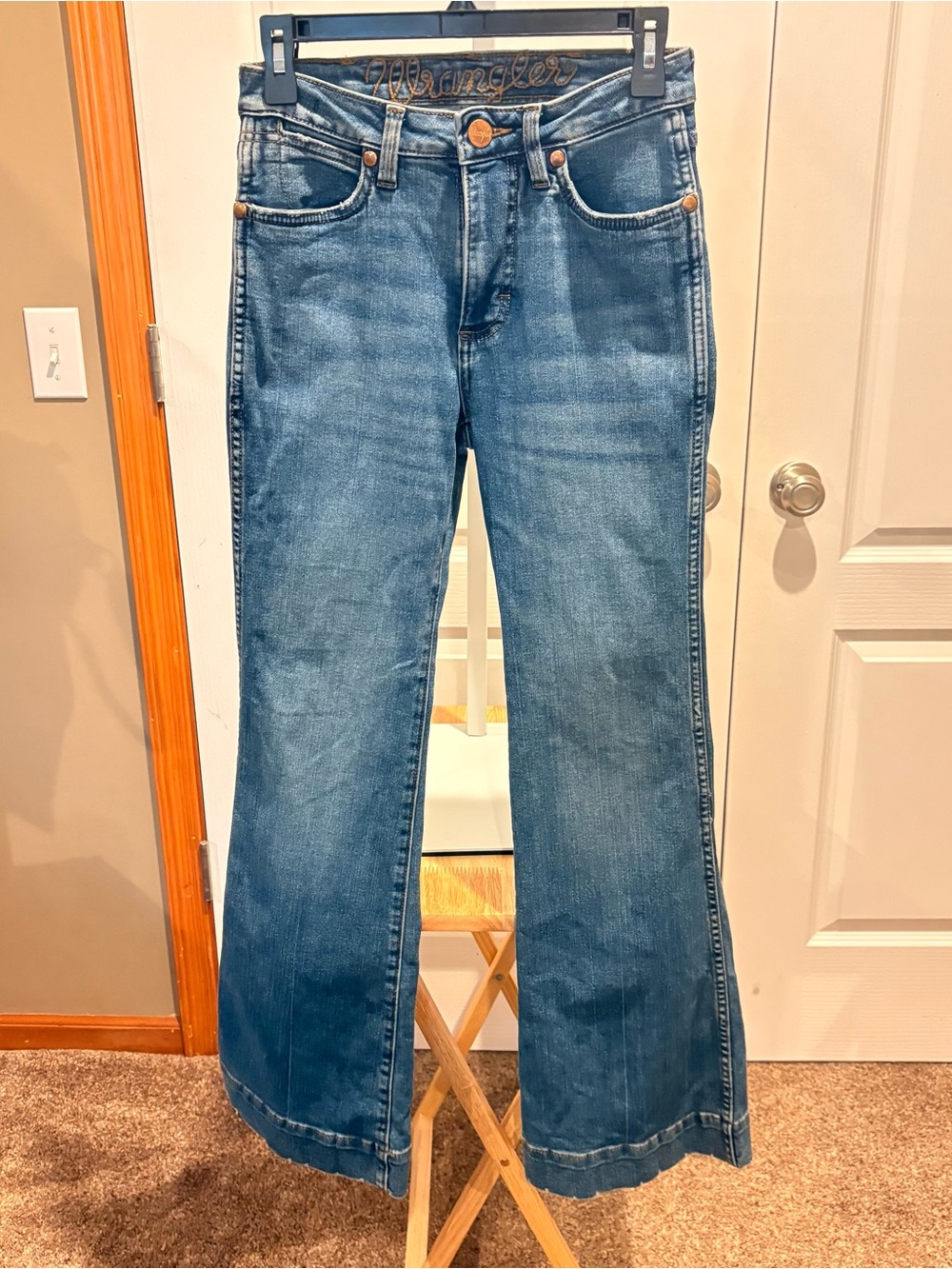 Wrangler Trouser Boot Jeans 26x32 Blue Stretch Denim Bootcut Y2K